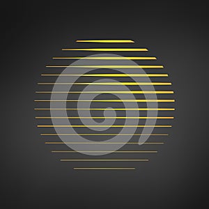 abstract circle of stripes, sun logo concept. vector illustration isolated on black background.