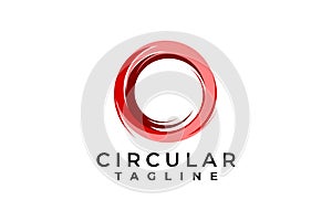 Abstract circle symbol. red circular logo template