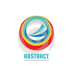 Abstract circle - vector logo template concept illustration. Colored ring and sharp shape sign. Development business creative sign