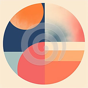 Abstract Circle: Vintage Minimalism With Contrasting Shadows And Soft Forms