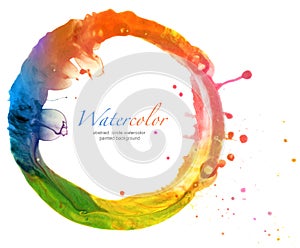 Abstract circle watercolor painted background.