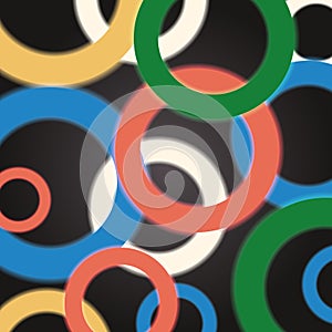 Abstract circles background with colorful geometric glowing rings. Vector