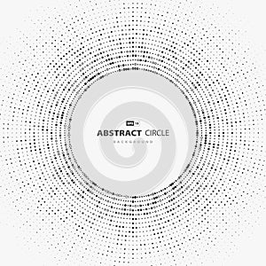 Abstract circles dot pattern design of round geometric style tech cover. Stroke style with randomely focus of minimal background.