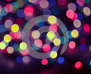 Abstract circles effect bokeh street lantern multi-colored neon