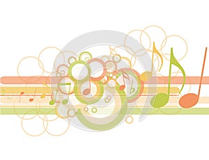 Abstract circles with music notes