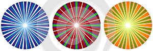 Abstract circles with overlapping spokes geometric design element. Circular, radial, radiating lines design shape