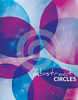 Abstract circles. Poster in cerulean and dark purple colors. Vector photo