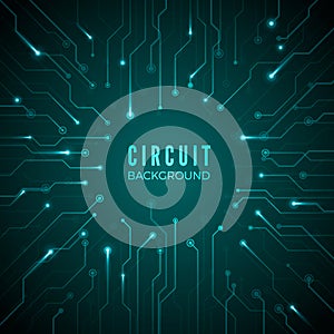 Abstract circuit background. Technological banner. design of microprocessor system. hardware motherboard pattern. Vector