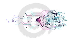 Abstract Circuit Board Brain AI Digital Intelligence, vector design Generative AI