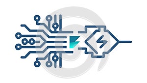Abstract Circuit Board Connecting Nodes, Digital Network Flow, vector design Generative AI