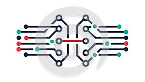 Abstract Circuit Board Connection Icon, Digital Network and Data Flow, vector design Generative AI