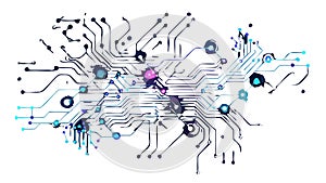 Abstract Circuit Board Connection: Tech Network and Digital Data Flow, vector design Generative AI