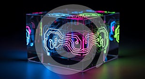 Abstract Circuit Board Cube