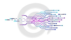 Abstract Circuit Board Data Flow Digital Network Tech Vector, vector design Generative AI