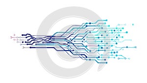 Abstract Circuit Board Data Flow Tech Background, vector design Generative AI