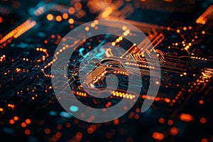 Abstract circuit board design showcasing futuristic technology and processing concepts