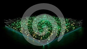 Abstract Circuit Board - Futuristic Tech, AI Neural Network, Quantum Computing, Server Data Processing, 3D Render