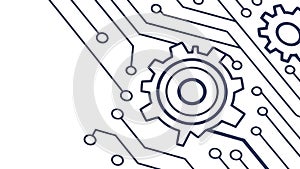 Abstract Circuit Board with Gears, Technology, vector design Generative AI