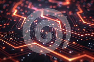 Abstract Circuit Board Glowing Lines, Digital Technology, Network, Innovation, Data, Connections, El