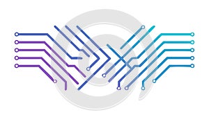 Abstract Circuit Board Lines, Interconnected Tech Background, vector design Generative AI