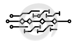 Abstract Circuit Board Lines, Minimalist Tech Digital Network Pattern - vector design Generative AI