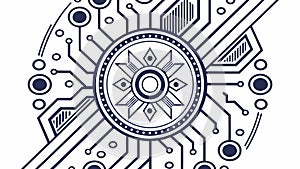 Abstract Circuit Board Mandala Tech Pattern Vector, vector design Generative AI
