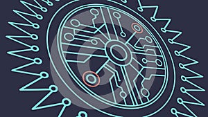 Abstract Circuit Board Pattern with Central Core Vector, vector design Generative AI