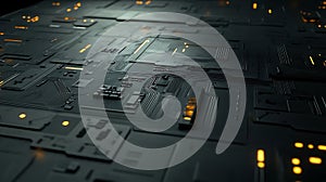 Abstract Circuit Board Pattern with Metallic Elements