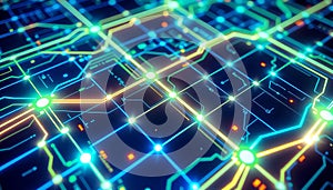 Abstract circuit board pattern, technology background, digital network, data flow, Stock Photo, Generative AI