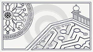 Abstract Circuit Board Pattern for Technology Design, vector design Generative AI
