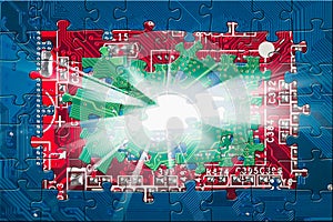 Abstract circuit board puzzle background