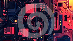 Red and Blue Circuit Board