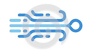 Abstract Circuit Data Flow Icon for Technology, vector design Generative AI