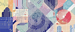 Abstract Circuit Design Representing Modern Technology and Data