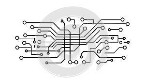 Abstract circuit lines representing digital data flow, vector design Generative AI