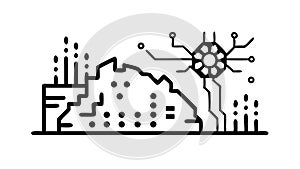 Abstract Circuit Map: Digital Connectivity Data Flow, vector design Generative AI