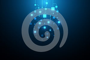 Abstract circuit networking blockchain concept background