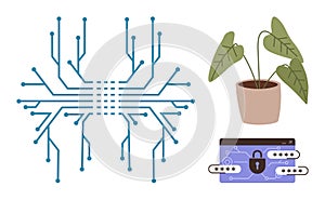 Technology Integration with Nature and Data Security Concept