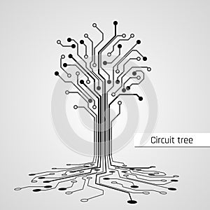 Abstract Circuit Tree. Technology design element. Computer engineering hardware system. Vector