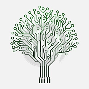 Abstract Circuit Tree Vector Illustration.
