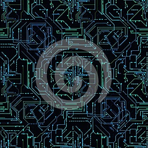 Abstract circuitry pattern with a digital AI generated appearance