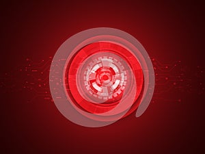 Abstract circuits and system technology in red background