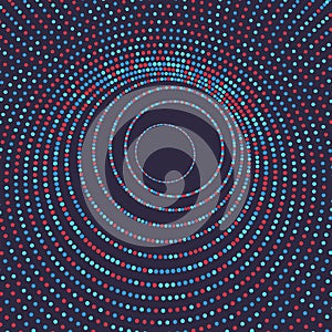 Abstract circular background with dynamic dots. Structure for science or technology. Sound wave. Big data visualization. Network