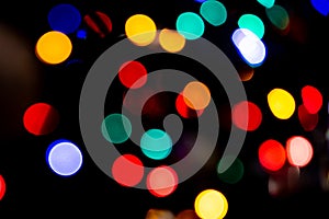 Abstract circular bokeh background of colorful Christmaslights