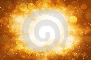 Abstract circular bokeh with golden background.