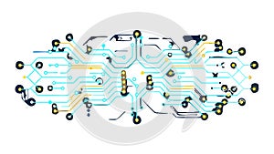 Abstract Circular Circuit Board, Digital Technology Design, vector design Generative AI