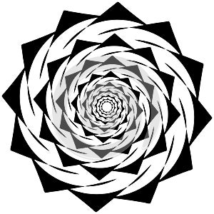 Abstract circular drawing. Amorphous, nonfigurative artistic element, shape. Swirl, twirl, whorl, vortex motif and mandala