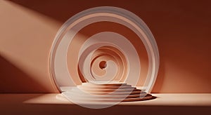 Abstract circular form with dramatic light and shadow play abstract art