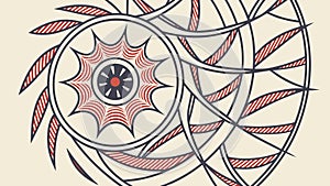 Abstract circular gear pattern, intricate mechanical design, dynamic background, vector design Generative AI