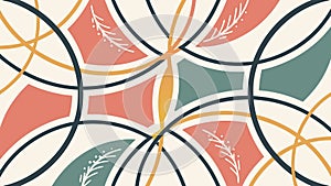 Abstract Circular Geometric Interlocking Colorful Pattern, vector design Generative AI